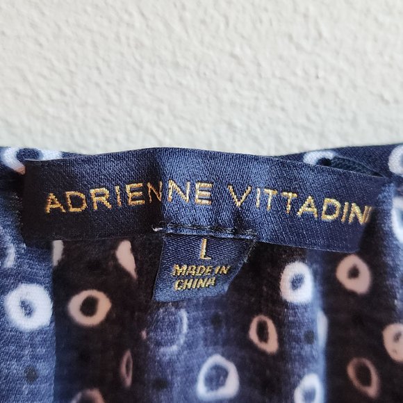 Adrienne Vittadini Blue/White Micro Print Blouse Size Large - Picture 9 of 16